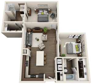 B2 - Two Bedroom / Two Bath - 1,048 Sq. Ft.*